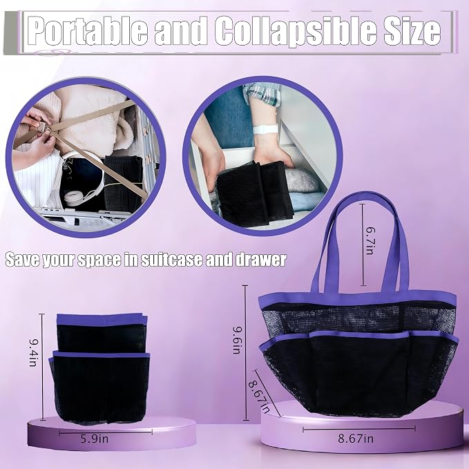 Attmu Mesh Shower Caddy Portable, Quick Dry Hanging Shower Tote Bag for College Dorm Room Essentials, Large Capacity Shower Caddy Dorm for Bathroom Gym Swimming
