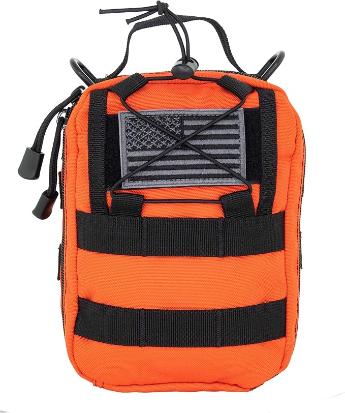 LINE2design First Aid (Ifak) Pouch EMS Bag - EMT Emergency Medical Trauma Pack Bags Tactical EDC Rescue Utility Gear IFAK Bags for Hiking Stop Bleeding Includes USA Patch - Orange