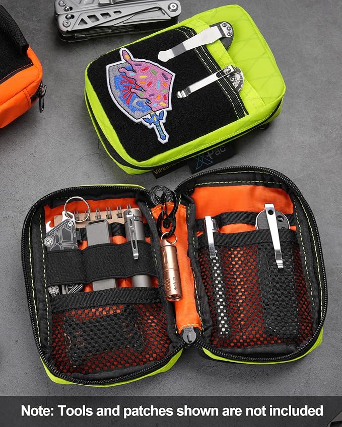 VIPERADE VE26 EDC Pouch Organizer with 11 Compartments, Small Tool Pouch with DIY Patches Area, EDC Pocket Organizer for Mutitools