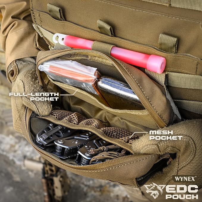 WYNEX Tactical Molle Admin Pouch,Tactical EDC Bag Utility Laser Cut EDC Tool Pouch Bag Annexes with American Flag