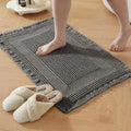 Waffle Bath Mat - Non Slip Bathroom Rugs - Washable Super Absorbent & Quick Dry Bath Mats with Tassels for Hallway Bedroom Laundry Room,24" x 36",Dark Gray