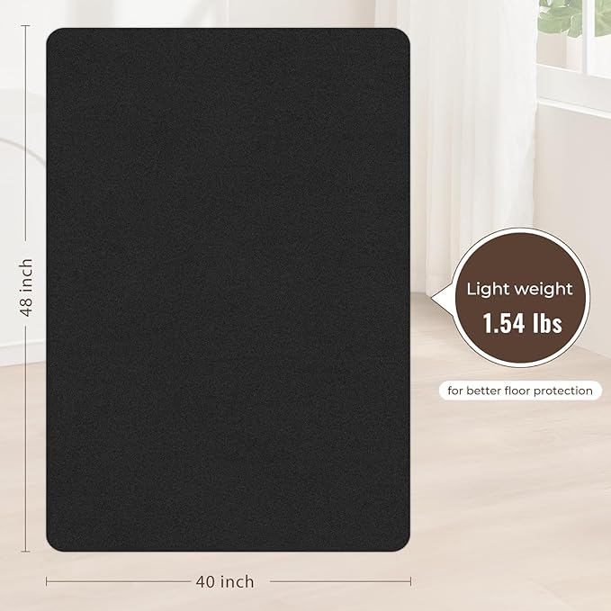 Sycoodeal Office Chair Mat for Hardwood Floor,Slip Resistant Floor Mat for Office Computer Gaming Chair,Heavy Duty Floor Protector for Rolling Chairs,Easy to Clean,Black(40"x48")