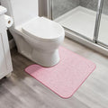 Bosap Toilet Rugs U Shaped Bathroom Rug,Machine Washable Non Slip Quick Dry Super Absorbent Ultra Thin Toilet Mats for Bathroom Toilet.Pink,1'8"x2'(20x24inch)