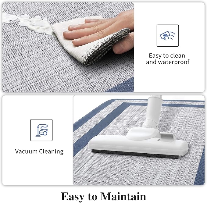 Mattitude Kitchen Mats Set of 2 Cushioned Rugs Anti-Fatigue Mats for Kitchen Floor,Waterproof Non-Slip Mats and Rugs Set for Office,Floor,Laundry 17.3"×29"+17.3"×59",Blue