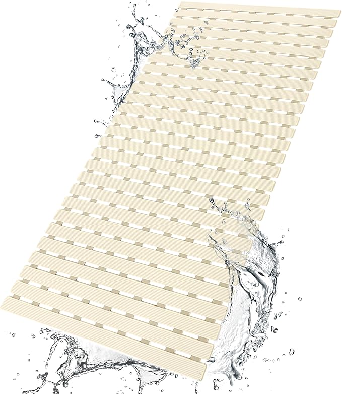 BEMISO Shower Mat Non Slip Bathtub Mat with Suction Cups and Drain Holes 37.4 x15.7 Inch Bath Mat for Tub & Shower.Easy Dry,Easy to Cut,Eco-Friendly