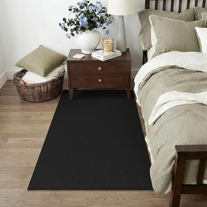 KOZYFLY Rugs for Entryway 3x5 ft Washable Area Rug Non Slip Rubber Backed Entry Rug Woven Indoor Door Mat Cotton Kitchen Rugs Floor Carpet for Entryway, Foyer, Backdoor, Black/Dark Grey