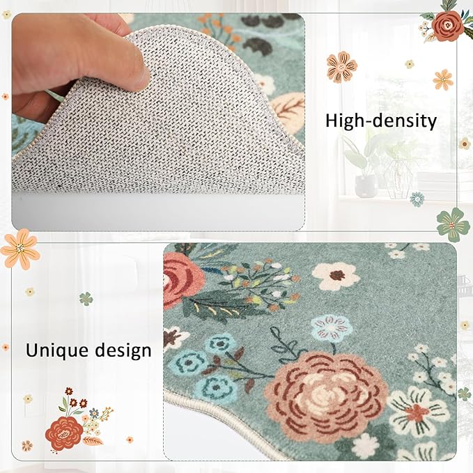 Homcomoda Floral Kitchen Rugs Mats for Floor 3PC, Farmhouse Non Slip Kitchen Rug Runner, Washable Non Skid Kitchen Rugs, Comfort Standing Mat for Laundry, Desk, Bar, Office