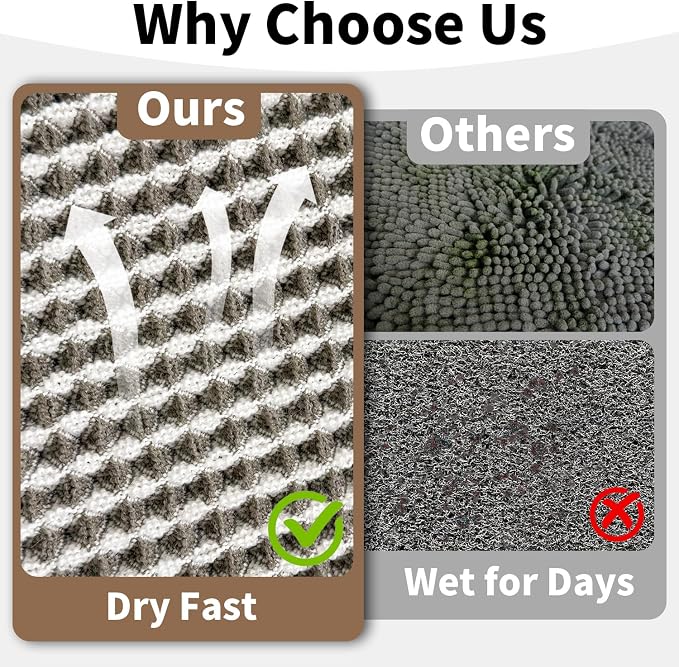 Waffle Runner Bath Mat - Long Boho Bathroom Rugs Non Slip Washable, Super Absorbent & Quick Dry, Soft Bath Mat Farmhouse Bathroom Decor, 24'' x 72'', Olive Green and White