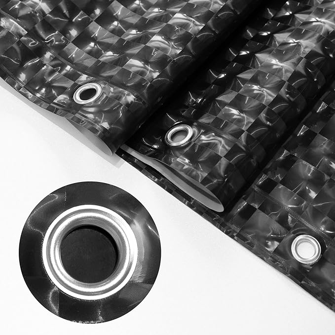Barossa Design Black Stall Size Shower Curtain Liner 36" W x 72" H - Waterproof PEVA Plastic Shower Liner for Small Bathroom Stall, Lightweight, 3 Magnets & Metal Grommets - Dimensional Black, 36x72