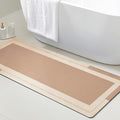 ACCUMTEK Non Slip Bath Mat, Thin Bathroom Rugs Fit Under Door, Quick Dry Bath Mats, Machine Washable Bath Rugs for Bathroom, Bathtub & Kitchen, Bathtub, Light Brown/Bordered/48 x20