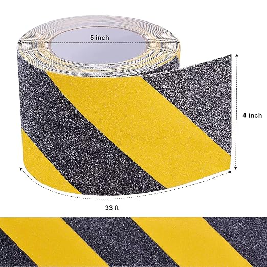 Qingluan Anti Slip Tape, Safety Tape Outdoor Waterproof, High Adhesive Grip Tape for Stairs, Tread Steps, Floor, Ramps, Skateboards, Caution to Keep from Slipping (Yellow/Black, 4 Inch x 33 Foot)