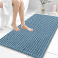 OLANLY Bathroom Rug Mat 44x24, Thick Soft and Absorbent Chenille Bath Mat, Non-Slip Rubber Backing, Machine Washable Quick Dry Bath Rugs for Tub Shower Floor, Home Decor Accessories, Airy Blue