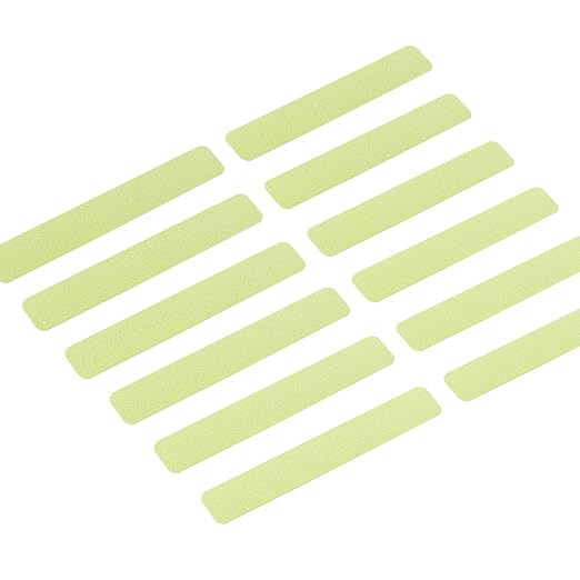 LifeGrip Anti Slip Traction Treads with Glow in Dark Stripe (12-Pack), 2" X 12", Best Grip Tape 80 Grit Non Slip, Pre-Cut Strips, Rounded Corners, Full Green - Right Size and Easy Application