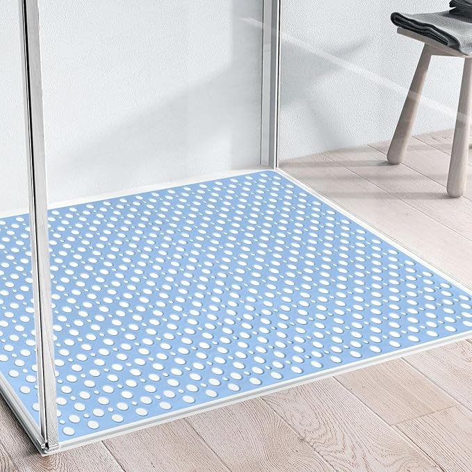 Extra Large Shower Mat, Yonala 47 x 32 Inch Non Slip Shower Mats for Inside Shower, Soft TPE Shower Floor Mat with Suction Cups and Drain Holes, Machine Washable Bathroom Shower Mat, Easy to Clean