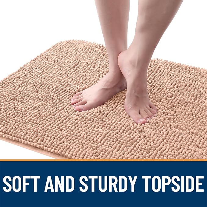 OLANLY Dog Door Mat for Muddy Paws 54x32, Absorbs Moisture and Dirt, Absorbent Non-Slip Washable Doormat, Quick Dry Chenille Mud Mat for Dogs, Entry Indoor Entryway Carpet for Inside Floor, Peach