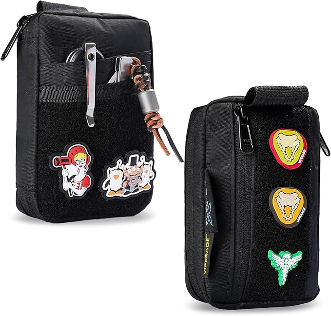 VIPERADE VE26 EDC Pouch Organizer with 11 Compartments, Small Tool Pouch with DIY Patches Area, EDC Pocket Organizer for Mutitools