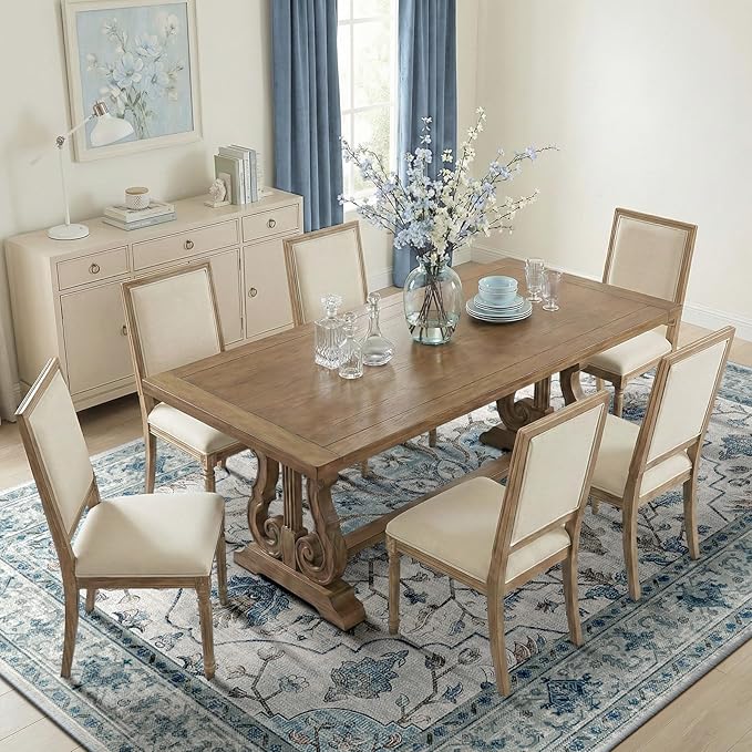 RELEANY Area Rugs 5'x7' Washable Non-Slip, Floral Vintage Distress Medallion Carpet for Living Room Bedroom Dining Room, Light Blue Navy Gray White