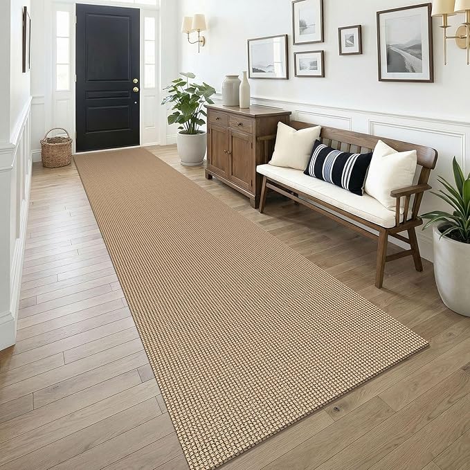 KOZYFLY Boho 3x14 Runners Rugs for Hallway, Long Washable Runner Rug, Woven Non Slip Kitchen Runner, Farmhouse Entryway Rug, Floor Carpet for Entry, Aisle, Hall, Orange Beige/Tan/Brown