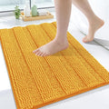 Grandaily Chenille Striped Bathroom Rugs 24x16, Extra Thick and Soft Absorbent Bath Mats, Rubber Backing, Plush Shaggy Shower Carpet, Machine Wash Dry, Bath Rug for Bathroom, Golden Yellow
