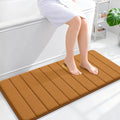 OLANLY Memory Foam Long Bathroom Rugs Runner 44x20, Super Soft Absorbent Bath Mat, Quick Dry, Machine Washable Shower Floor Rugs, Bathmat Carpet, Bathroom Home Decor Accessories, Ochre