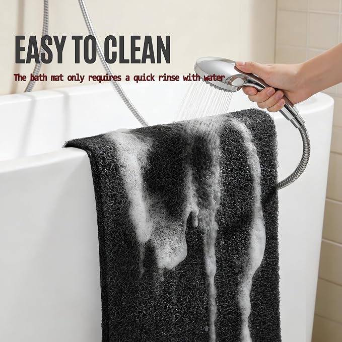 Joyhalo Shower Mat Bathtub Mat Non Slip, Bathmats Non Slip, Quick Drying Foot Scrubber Loofah Mats for Shower, Tub, Bathroom, Home, 47 * 16inch, Black