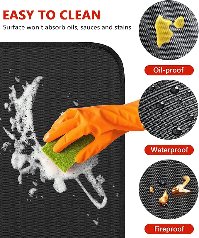 Protebox 60 x 40 inch Under Grill Mats for Outdoor Grill, Double-Sided Fireproof Deck and Patio Protector Mat, Waterproof Oil-Proof BBQ Floor Pad Indoor Fire Pit Fireplace Mat
