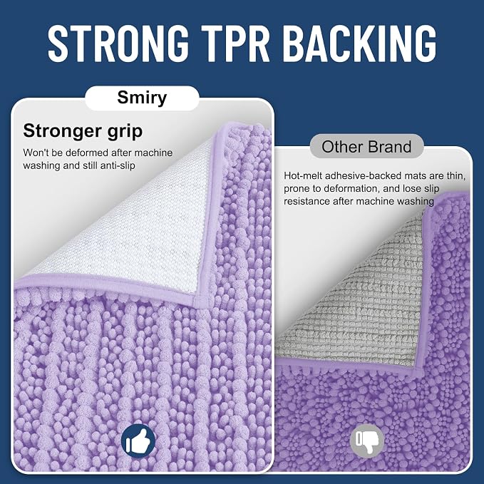 Smiry Bathroom Rugs Mat 36x24, Extra Soft Absorbent Chenille Bath Rugs, Non Slip Rubber Backing Machine Washable Quick Dry Bath Mats for Bathroom Floor, Tub, Shower, Home Decor Accessories, Purple
