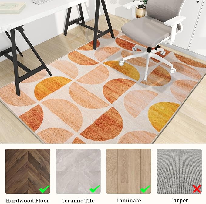 Office Chair Mat for Hardwood Floor, 72"x48" Easy Glide Computer Desk Mat Protector for Rolling Chair Under Desk Rug Nonslip Backing, Machine Wash, (Modern)