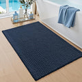 DEXI Bathroom Rugs 32x20, Non Slip Washable Bath Mat, Absorbent Chenille Bathmat, Ultra Soft Thick Carpet for Tub Shower Floor, Navy