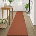 KOZYFLY Orange Runners Rugs for Hallway 2x10, Washable Runner Rug, Woven Non Slip Kitchen Runner, Braided Entryway Rug, Floor Carpet for Entry, Aisle, Hall, Burnt Orange/Tan