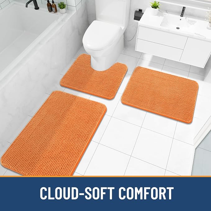 Arotive Bathroom Rugs 30" x 20", Ultra Soft Absorbent Chenille Bath Rugs, Non-Slip Rubber Backing, Machine Washable Bath Mats for Bathroom Floor, Tub and Shower, Home Decor Accessories, Coral