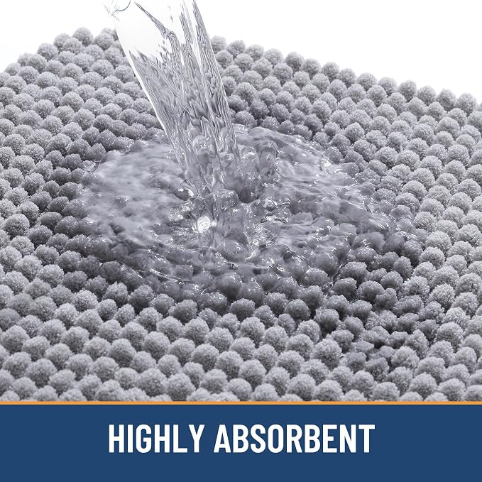 Arotive Bathroom Rugs 70" x 24", Ultra Soft Absorbent Chenille Bath Rugs, Non-Slip Rubber Backing, Machine Washable Bath Mats for Bathroom Floor, Tub and Shower, Home Decor Accessories, Grey