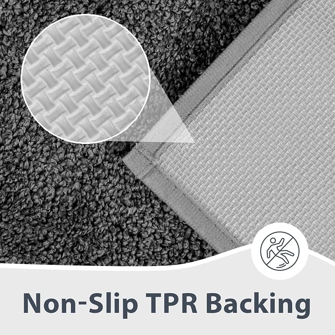 anllugs Bathroom Rugs 30" x 46", Non-Slip Extra Soft Absorbent Bath Rugs, Machine Washable Quick Dry Bath Mats for Bathroom Floor, Shower, Bathtub and Sink, Checkered Grey & Dark Grey