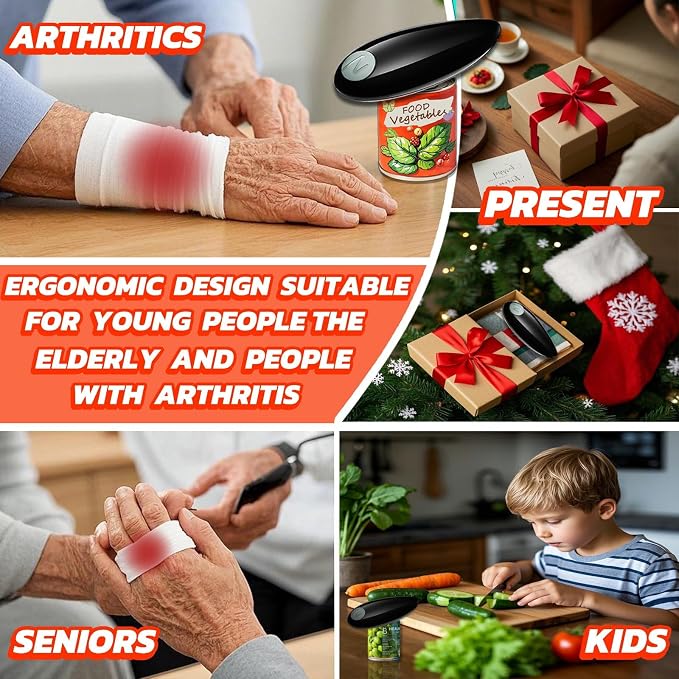 Electric Can Opener, Open Your Cans with A Simple Push of Button, Automatic Can Opener Smooth Edge, Electric Can Openers for Kitchen Arthritis and Seniors, Best Kitchen Gadget for Almost Size Can