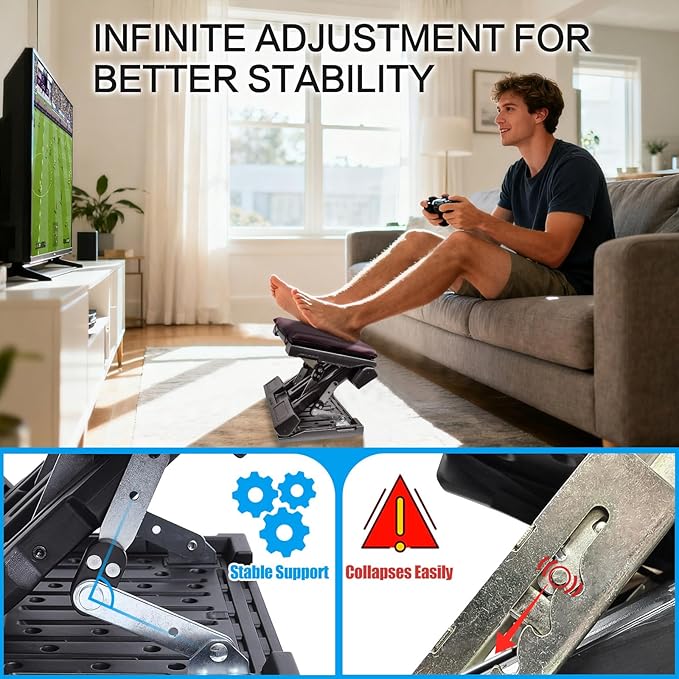 Scalebeard Foot Rest for Under Desk at Work,Height Adjustable Infinite Angle Ergonomic Foldable Footrest for Office, Gaming,Computer, Removable Pad Desk Foot Stool with Massage Beads,All-Season(Brown)