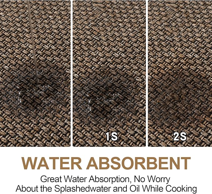 SUMLANS Kitchen Mat Set of 2 PCS, Cushioned Non Slip Rugs for Kitchen Floor, Absorbent Runner Comfort Standing Mats Washable for Kitchen, Office, Home (Brown, 17.3"x30"+17.3"x71")