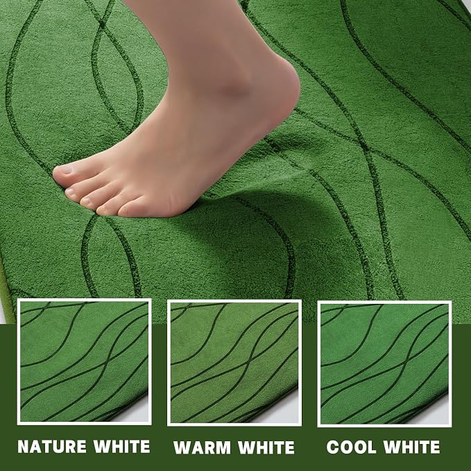 YIHOUSE Memory Foam Bathroom Rug Sets 2 Piece, Ultra Absorbent Bath Mat for Bathroom - Non-Slip Machine Washable & Dry Quickly, 2 Piece Bathroom Mat Set,Green,(17"x24"+20"x32")