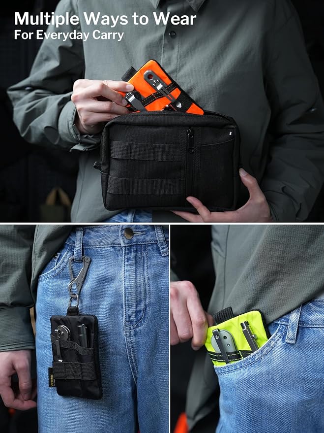 VIPERADE VE15 Small EDC Pouch, Pocket Organizer, EDC Pocket Pouch with DIY Patches Area, EDC Pocket Organizer Wallet for Cards, Small Tool Pouch for EDC Gears