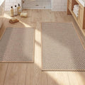 YIHOUSE Thin Bath Mat Khaki Bathroom Rugs Sets 2 Pieces, Non Slip Absorbent Mats Quick Dry, Woven Rugs Washable, Tapetes para Baño for Bathroom Toliet,Bathtub(17"x24"+17"x32")