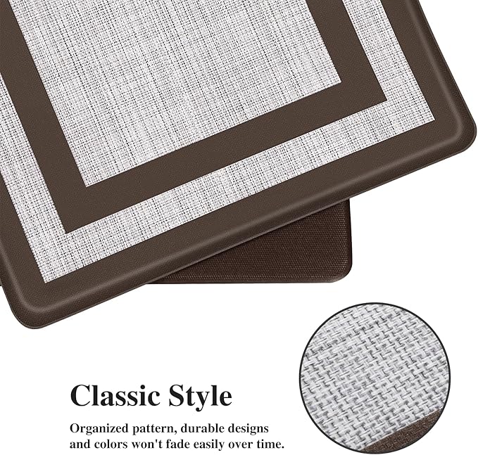 Mattitude Kitchen Mats Set of 2 Cushioned Rugs 0.47 inch Thick Anti-Fatigue Mats for Kitchen Floor,Waterproof Non-Slip Mats and Rugs Set for Office,Floor,Laundry 17.3"×29"+17.3"×59",Chocolate