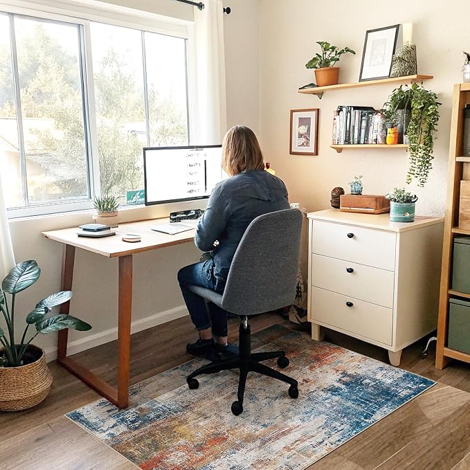 Office Chair Mat for Hardwood Floor & Tile Floor,36"X 48" Heavy Duty Desk Chair Mat for Hard Floors, Under Desk Rug for Rolling Computer Chair,Anti Slip,Low Pile Carpet Floor Protector-Abstract Multii