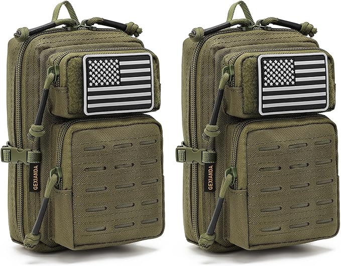 2 Pack Tactical Molle Utility Pouchs,Mini Belt Pouch EDC Pouch Tactical Phone Pouches Outdoor Admin Tool Pouch Medical EDC IFAK Pack with US Flag Patch