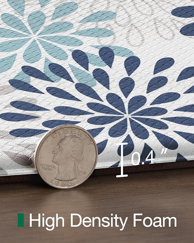 LUMI Anti Fatigue Kitchen Cushioned Mat for Floor, Padded Waterproof Runner for Standing, Stain Resistant Comfort Rugs for Home, Sink, Laundry, 24x87