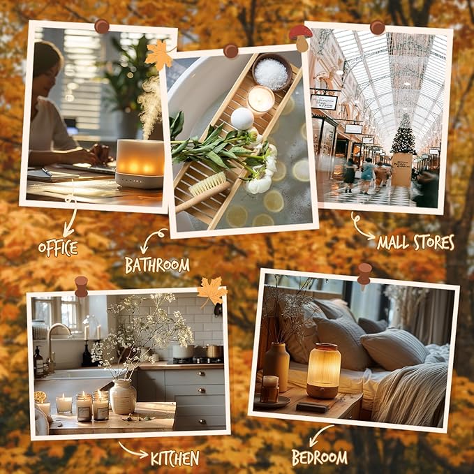 Soulorigin Autumn Fragrance Oils Set, Essential Oil for Diffuser, Fall Scent Diffuser Oil, Use for Soap Candle Making,Pumpkin Spice, Spiced Cider, Maple Syrup, Autumn Harvest, Cinnamon, and Apple Pie