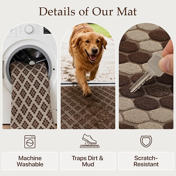 48"x60" Office Chair Mat for Hardwood Tile Floor, Under Desk Carpet Protector for Rolling Computer Chair Mat, Machine Washable Area Rug, Anti-Slip 1/5" Thick Low Pile Thin Floor Mat, Brown Coffee