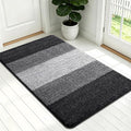 Kitinjoy Indoor Outdoor Door Mat, 54x32 Non-Slip Absorbent Dirt Trapper, Low-Profile Washable Inside Entrance Front Floor Mat, Sturdy Soft Entry Doormats for Entryway, Black