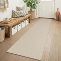 KOZYFLY Runners for Hallways 2x6 ft Washable Kitchen Runner Non Slip Rubber Backed Hall Runners Cotton Entryway Runner Rugs for Indoor Backdoor Bedroom Kitchen, Ivory/Camel/Brown