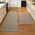 Kitchen Rugs Set of 2,Kitchen Mats for Floor, Runner Rugs Non Slip Washable Absorbent Kitchen Floor Mat, Braided Kitchen Sink Rug, 17''x30''+17''x47'' Brown