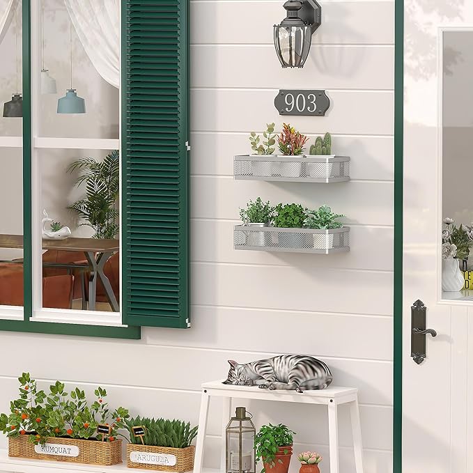 PUSDON Mesh Shower Caddy Wall Mount, Heavy Duty Adhesive Bathroom Shelf Organizer, Rustproof Floating Spice Rack for Kitchen Pantry, Holds 50 LBS, Multi-Purpose Storage Silver Gray -2 Packs (Netting)