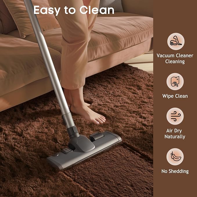 Ophanie Runner Rug for Hallway, 2x6 Washable Non-Slip Fluffy Soft Bedside Rugs, Bedroom Living Room Shaggy Carpet for Kids Girls Boys Dorm Nursery Home Decor Aesthetic, Brown